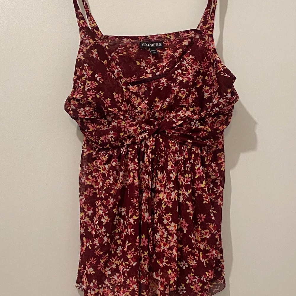 Express red floral tank top
